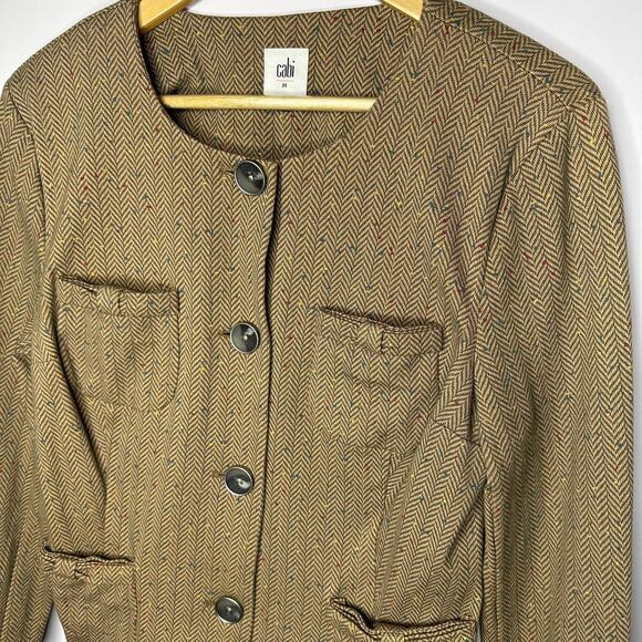 CAbi Penny Brown Tweed Herringbone Blazer Jacket Medium 3170 - Picture 3 of 8